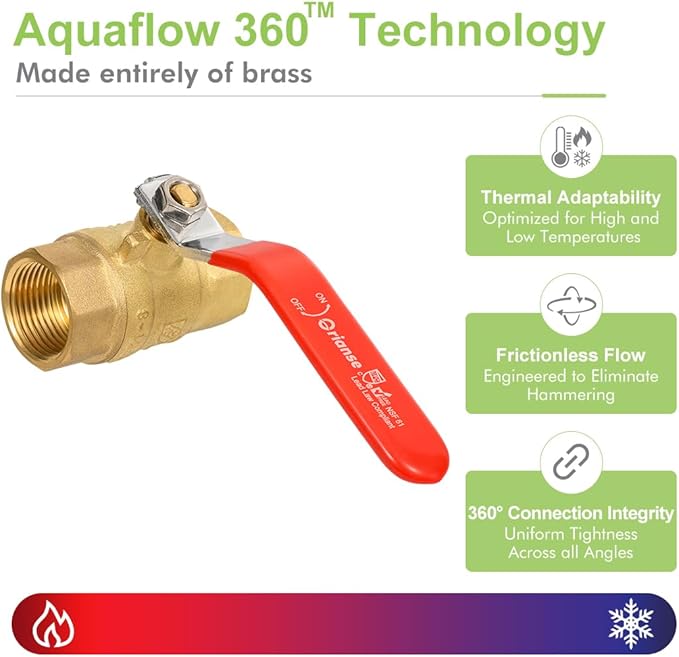 10Pack Orianse 3/4 Inch Red Handle Full Port Brass Ball Valve 3/4" FIP NPT Threaded,Heavy Duty 150PSI 600 WOG,1/4-Turn Shut Off Ball Valve for Water Oil Gas