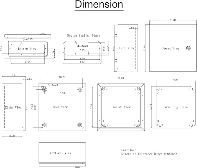 VEVOR NEMA Steel Enclosure 12×12×6,NEMA 4X Steel Electrical Box,IP66 Waterproof & Dustproof,Outdoor/Indoor Electrical Junction Box,with Mounting Plate