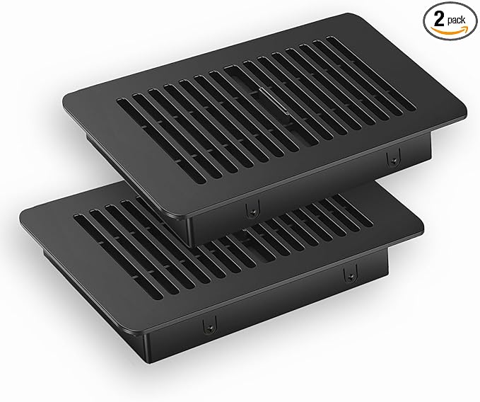 Floor Register 6x10, Floor Vent Cover, for Home Floor Sidewall Office or Ceiling Vent, Vent Covers for Home Floor 2 Pack (Black)