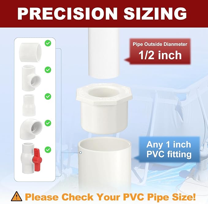 1Pcs 1" x 1/2" PVC Reducer Bushing Fitting, SCH40 (Spigot x Socket) Furniture Grade PVC Pipe Fitting, Reducer Bush Adapter for Home Sewer Plumbing, Industrial, Pipe Connection
