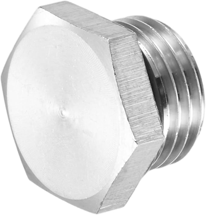 1-Pack Outer Hex Head Thread Pipe Plug Fitting, M16x1.5mm Male 304 Stainless Steel Solid Thread Bung Plug with Sealing Ring for Terminating Pipe Ends