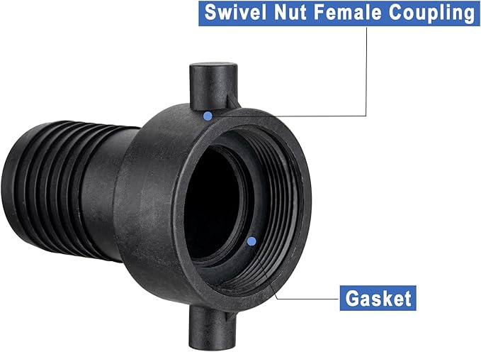EASTRANS Poly Female Hose Fitting with Nut, 2 inch Polypropylene Pin Lug Hose Shank Coupling with 1 Clamp