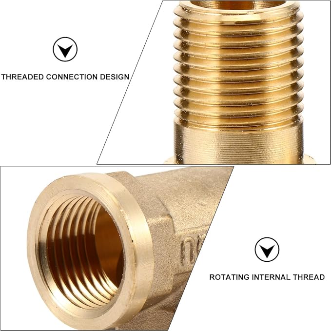 Brass Tee Fitting Dn15 Male-Female Thread Conversion Connector, 3-Way Brass Pipe Adapter for Water Oil Gas Plumbing Industry Supplies