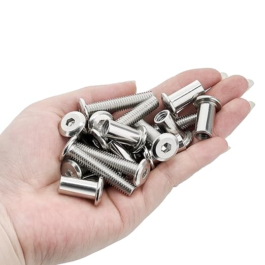 100 PCS Silver M8x40mm Binding Screws - Perfect for Outdoor Furniture Set Repairs, Heavy-Duty Bookshelf Makeovers & Playground Equipment Fixes