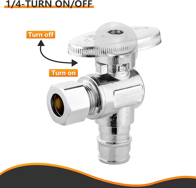 10-PCs HeSun Expansion Pex Angle Stop Valve, 1/2" Pex-a x 3/8" OD Compression Outlet, 1/4 Turn Shut Off Valve for Bathroom,ASTM F1960(VALVE094-10)