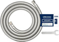 35ft Ice Maker Water Line Stainless Steel Braided – Flexible Refrigerator Water Supply Tube with 1/4" Quick Connect Fitting, Universal Fit