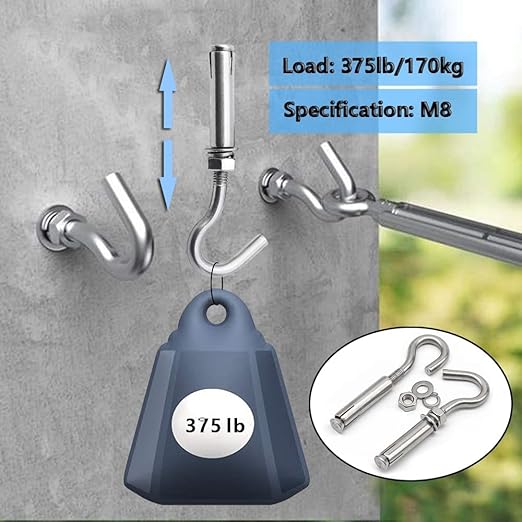 Concrete Wall Hook, 304 Stainless Steel Concrete Anchors Heavy Duty Open Expansion Bolts for Concrete Wall (M8-5Pack)