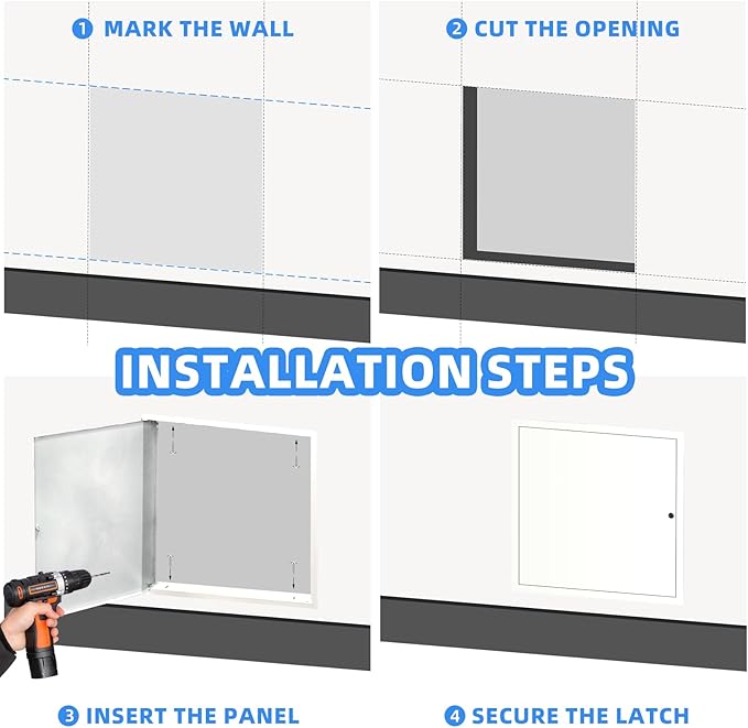 12" x 12" Metal Access Panel, 1MM Thickened Access Panel for Drywall, Aluminum Access Panel for Walls and Ceilings, Rust-Resistant and Easy-to-Install Drywall Access Panel