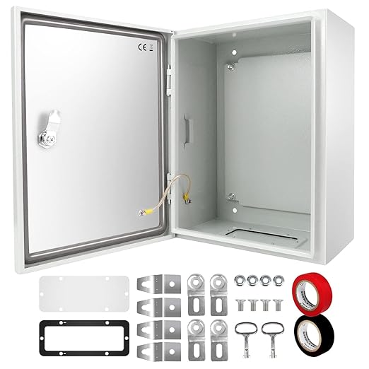 Outdoor Electrical Junction Box, 20 x 16x8'' NEMA 4X Enclosure Box, Wall Mounted IP66 Waterproof & Dustproof Lockable Metal Junction Box
