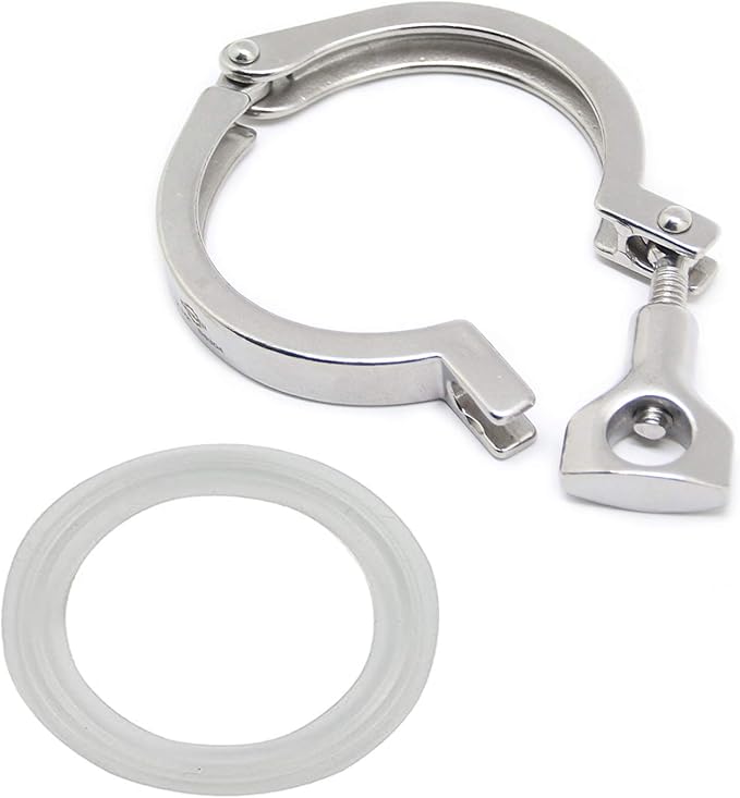 QiiMii Single Pin Heavy Duty Tri Clamps with Wing Nut Ferrule TC 2.5 Inch Stainless Steel 304 Sanitary Fittings with Silicone Gaskets