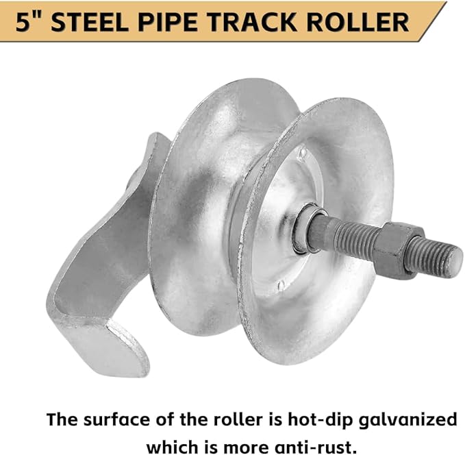 Sliding Gate Rollers 5" Heavy Duty Galvanized Steel Track Roller for 1 5/8" Pipe Track Easy Install (Pack of 1)