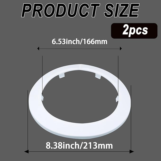 160mm Pipe Cover Decoration; Fit 6.29" Outer Diameter Pipe/Hole; White PP Plastic Escutcheon Collar; Snap-on Water Escutcheon Plate for Bathroom Kitchen Wall Tube Decor 2 Pcs