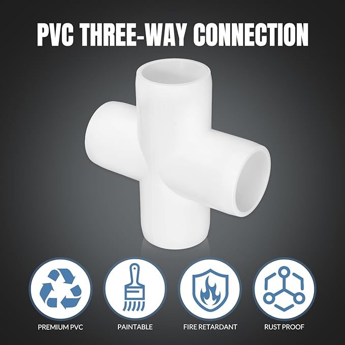 20 Pack 1/2" Cross PVC Fitting Connector, 4-Way Cross Furniture Grade Elbow Fittings for DIY PVC Shelf Building Furniture Garden Greenhouse Connection Tent