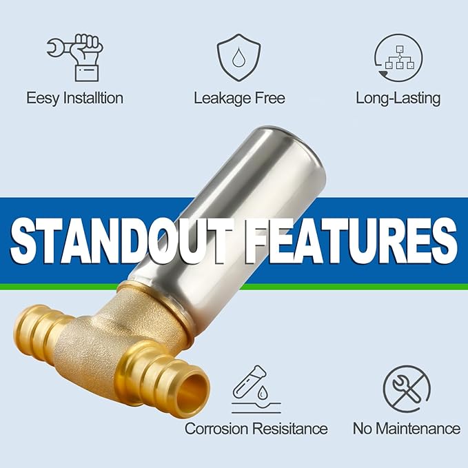 Stainless Steel Water Hammer Arrestor, 1/2 Inch Pex Crimp Tee Hammer Arrestor For Potable Water Plumbing Application, F1807 Tee Connection