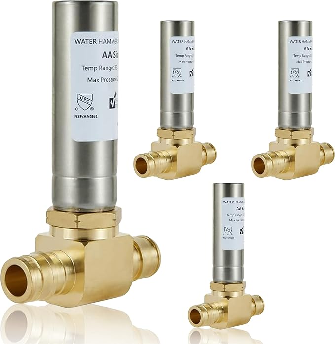Water Hammer Arrestor,1/2Inch Stainless Steel Tee Water Arrestor,Pex-A Expansion Connection(4PACK,Stainless Steel Arrestor)(HAMMER009-4Pack)