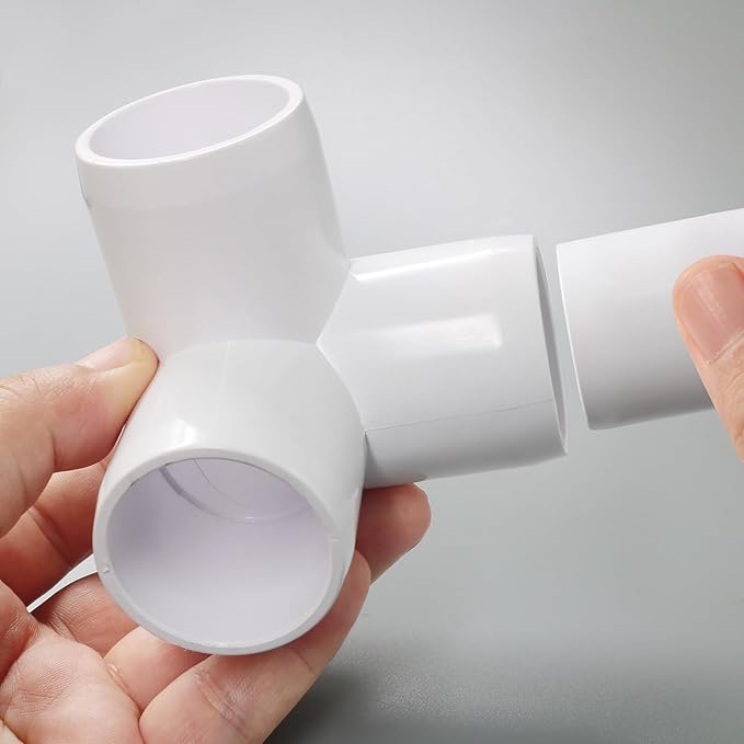 3 Way PVC Pipe Fittings 1 Inch, Zernmiarder White PVC Elbow Corner Side Outlet Tee Fitting, SCH40 Furniture Grade Pipe Connectors - Fits 1" Polyvinyl Chloride Pipes, 4 Pieces