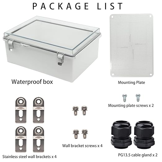 Outdoor Waterproof Electrical Box Junction Box Weatherproof IP67 ABS Plastic Enclosure Switch Router Project Box Electronics Enclosure with Mounting Plate Wall Bracket Clear 14.6"x10.6"x5.9"