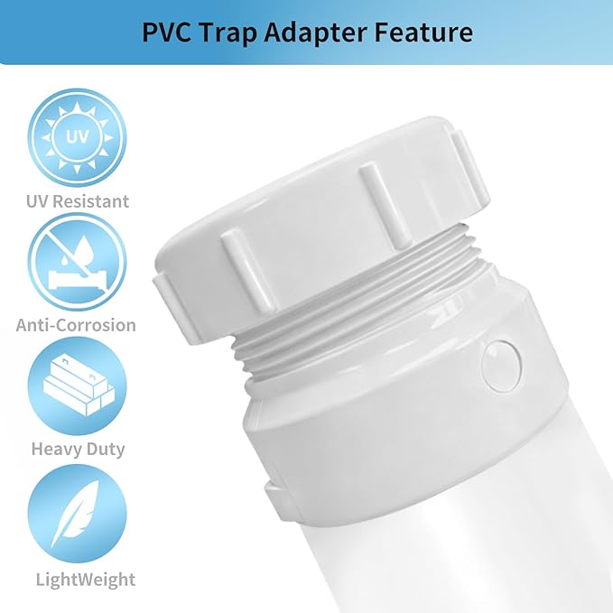 LESSO PVC Trap Adapter, 1-1/2 x 1-1/4 Inch, PVC DWV Female Pipe Fitting， SCH40 White