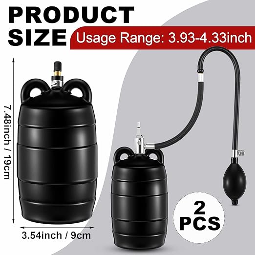Nuanchu 2 Sets 4 Inch Test Plugs Inflatable Pipe Ball Plugs with Gas Tubes and Inflator Pumps, Black Rubber Pressure Test Balls for Toilet Drain Sewage Pipeline Inspection