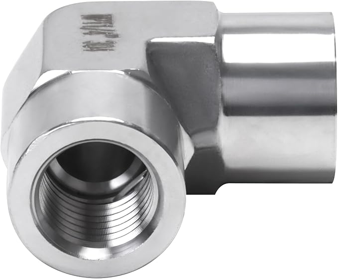 90 Degree Street Elbow - 1/4" NPT Female to 1/4" NPT Female Stainless Steel 304 Heavy Duty Forged Barstock Street Elbow Adapter Pipe Fitting (pack of 2)