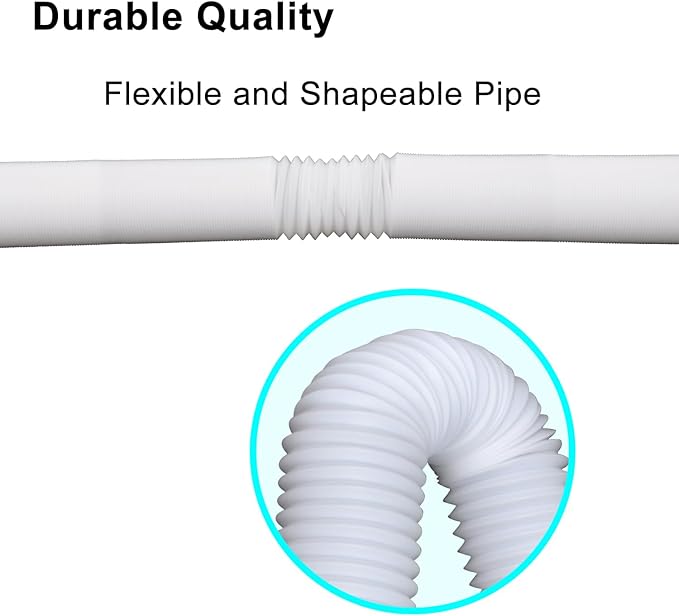 Extra Extension Flexible Pipe for Prestantious 3.1” Pipe, 2.6 inches ID, 3.1 inches OD, Stretched Length 6.6ft, White