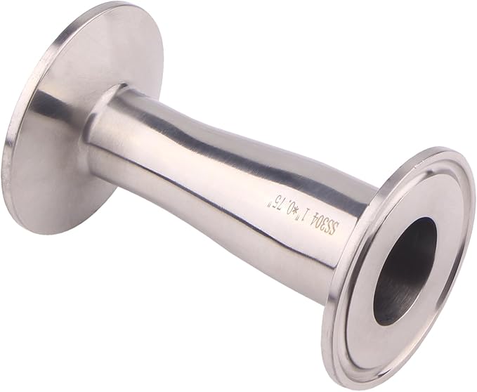 DERNORD Sanitary Fitting Reducer Fitting SUS304 Tri Clamp Ferrule Style 1" Tube OD to 3/4" Tube OD