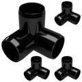 FORMUFIT 1-1/2” 3-Way Elbow Furniture Grade PVC Fitting in Black, Made in USA, UV-Resistant, Impact-Proof, 1.900” Actual Socket Diameter (Pack of 4)
