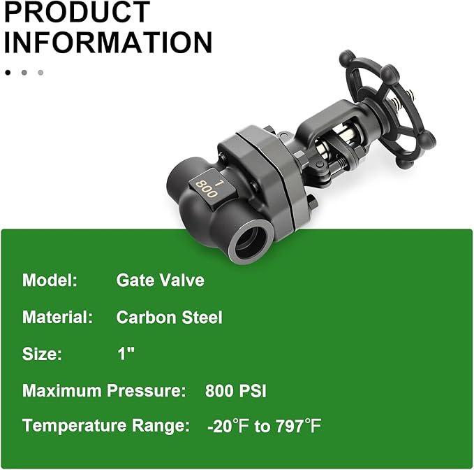 TAISHER 1PCS Forging of Carbon Steel Weld Gate Valve, 1" OD Rotary Sluice Valve With Wheel Handle, For Water, Oil, Gas