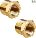 6 PCS Brass Reducer Hex Bushing Threaded Pipe Fitting 1/2" NPT Male x 1/4" NPT Heavy Duty Brass Fitting Pipe Hose Tube Adapter Convert
