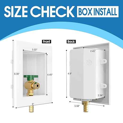Pre-assembled Ice Maker Outlet Box, 1/2-Inch Pex Crimp x 1/4-Inch OD Compression Connection with 1/4-Inch Turn Ball Valve, Ice Maker Box