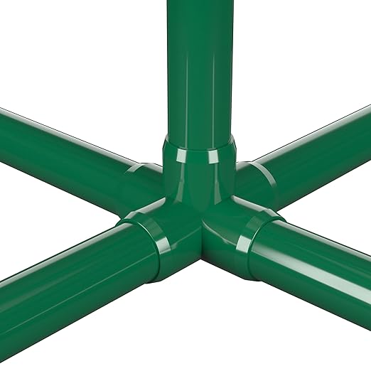 FORMUFIT 3/4" 5-Way Cross Furniture Grade PVC Fitting in Green, Made in USA, UV-Resistant, Impact-Proof, 1.050” Actual Socket Diameter (Pack of 8) - F0345WC-GR-8