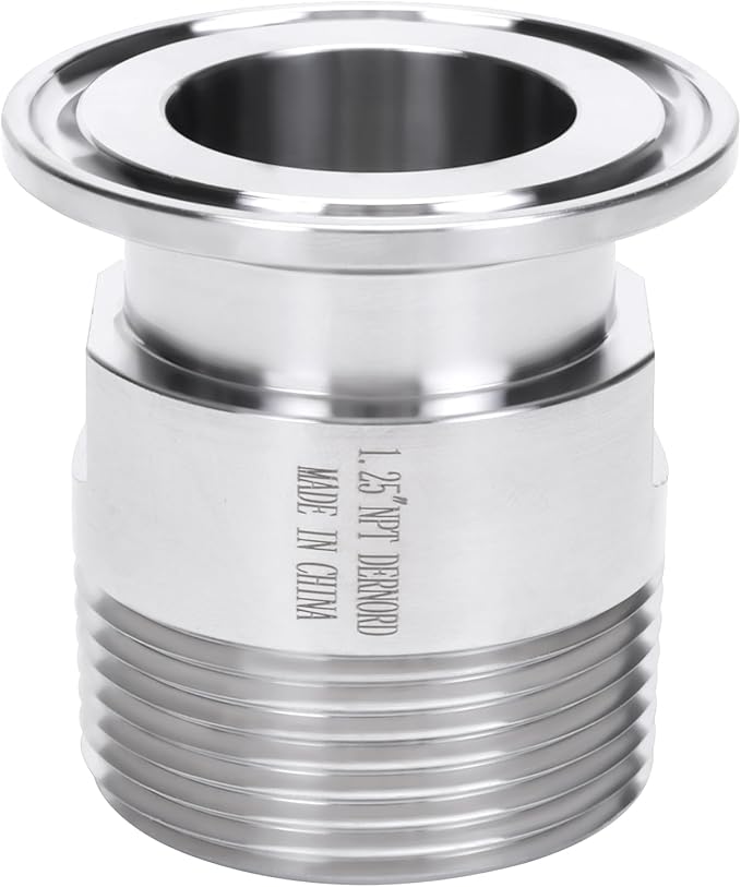 DERNORD 1.5''Tri clamp Adapter to 1.25 inch MNPT Thread Ferrule Sanitary Pipe Fitting