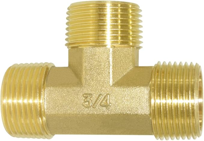 Joywayus Brass 3/4" GHT Garden Hose Threaded Tee Shaped 3 Way Connector Hose Pipe Fitting Coupler Adapter