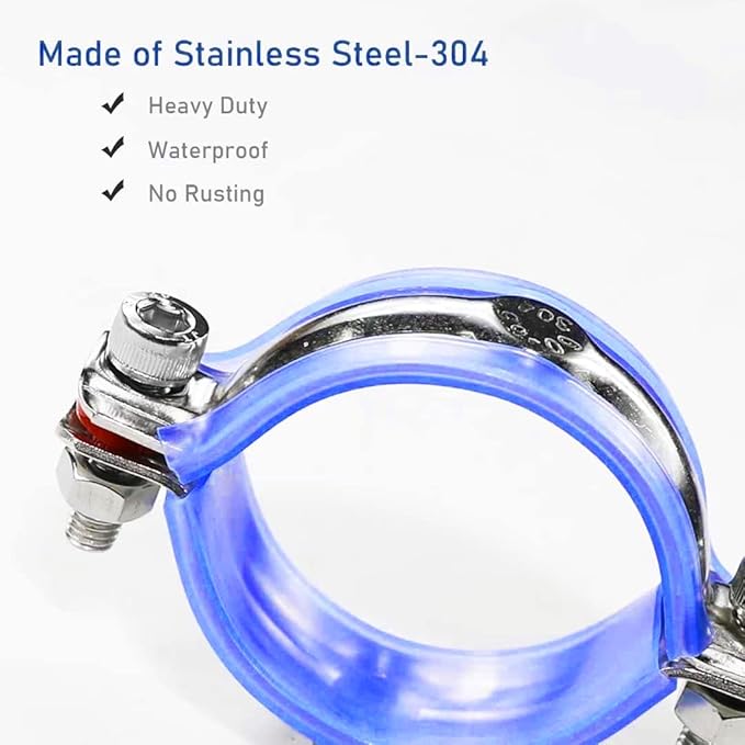 2PCS 304 Stainless Steel Wall Ceiling Mount Pipe Supports, Split Ring Hanger for OD Pipe 42-45mm