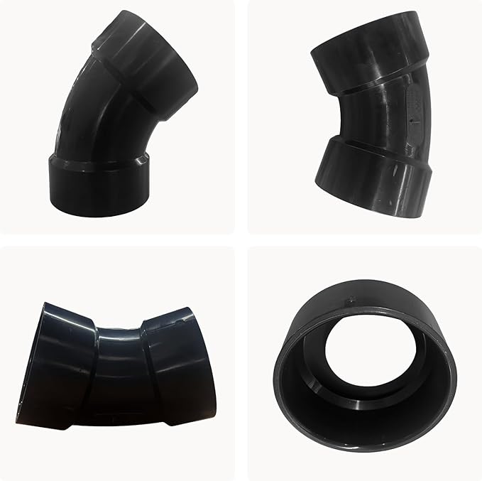 Lesso 4'' 45 Degree Elbow Pipe fitting - ABS DWV fittings(4", Black)