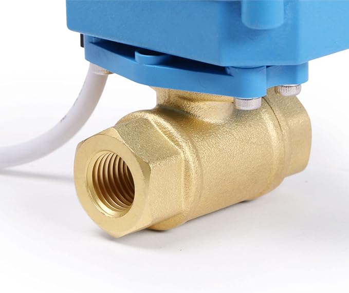 U.S. Solid Motorized Ball Valve- 1/4" Brass Ball Valve with Full Port, 9-24V AC/DC and 2 Wire Auto Return Setup