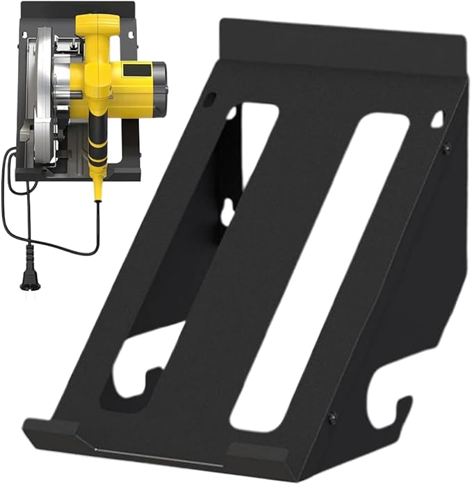 Heavy Duty Circular Saw Holder, Metal Wall Mount Storage Rack, Workshop Wall Organizer for Garage, Home Repair Kit, Metalworking, Masonry, Tool Storage, Space-Saving Holder for Power Saws, Equipment