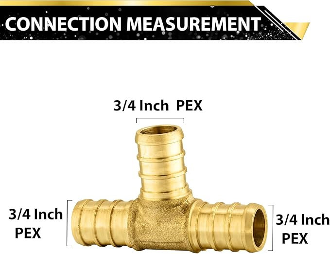 400-Pack Foskan PEX Fittings, 3/4" PEX Tee, Brass Barb Crimp PEX Fittings for Hot or Cold Water Distribution