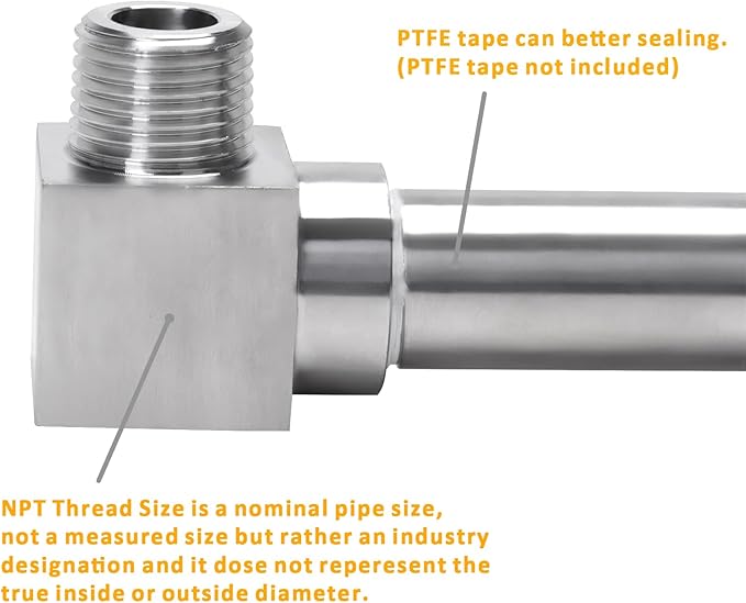 90 Degree Street Elbow - 1/8" NPT Male to 1/8" NPT Female Stainless Steel 304 Heavy Duty Forged Square Barstock Street Elbow Adapter Pipe Fitting (pack of 2)