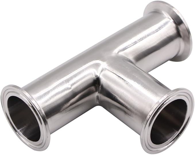 DERNORD Clamp Tee 3 Way Stainless Steel 304 with 3 Silicone Gaskets Fits 2" Tri Clamp, 51mm Pipe OD Sanitary Fittings (2 inch)