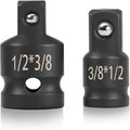 Utoolmart 2 Piece Impact Socket Adapter Set, 1/2"to 3/8" & 3/8"to 1/2" Impact Adapter Set Breaker Bar Wrench Conversions Conversion Kit & Socket Reducer, Cr-Mo