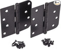 Hinge Outlet 4 Inch with 5/8 Inch Square Radius Ball Bearing Door Hinges, Heavy-Duty Steel, Removable Pin (Black, 6 Pack)