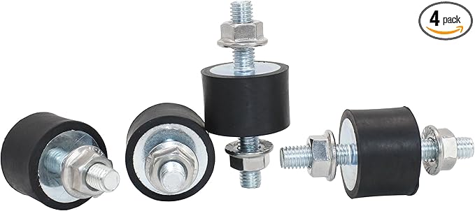 M8 Rubber Vibration Isolator Mounts Double Stud Shock Absorber Isolation Mounts Anti Vibration Silent-Blocks for Car Boat Bobbins Motors Compressors Pumps, 4pcs M8x23-30x20mm, 8pcs LockNuts
