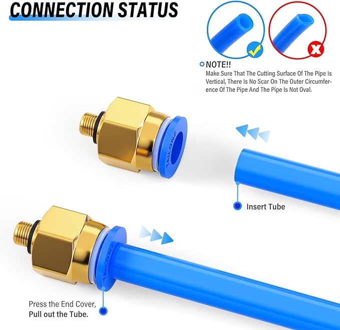 TAILONZ PNEUMATIC Blue Straight 4mm Tube OD x M5 Thread Push to Connect Fitting with Sealing Ring PC4-M5 (Pack of 10)