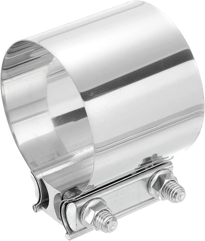uxcell 3.3 Inch Exhaust Clamp, 304 Stainless Steel Butt Joint Band Clamp Sleeve Coupler Pipe Repair Clamp Universal Widening Clamp for Exhaust Pipes Mufflers, Silver