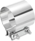 uxcell 3.3 Inch Exhaust Clamp, 304 Stainless Steel Butt Joint Band Clamp Sleeve Coupler Pipe Repair Clamp Universal Widening Clamp for Exhaust Pipes Mufflers, Silver