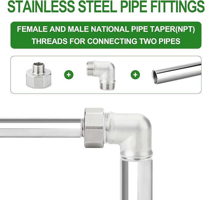 TAISHER 2PCS 304 Stainless Steel Pipe Fitting, Reducer Adapter, 3/4" NPT Male x 1-1/4" NPT Female