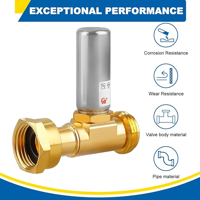 Water Hammer Arrestor for Washing Machine, 3/4 Inch Swivel FHT x 3/4 Inch MHT, Stainless Steel Straight Hammer Arrestor, Fittings of Metal for Pipes Applicable for Garden Hose and Plumbing(Pack of 4)