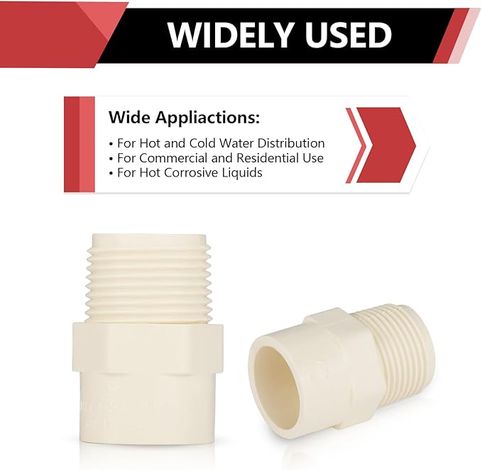 (20 Pack) EFIELD CPVC CTS Male Adapter Fittings, 3/4" Slip X 3/4" Male Thread,(CPVC034-10-20PCS)