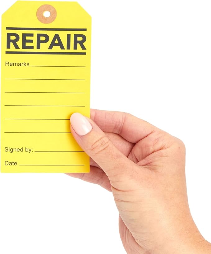 Juvale Service Tags for Equipment - 100 Pack, Yellow, 2.6 x 5.25 in - Equipment Repair Tags & Service Tickets for Machinery, Office & Warehouse